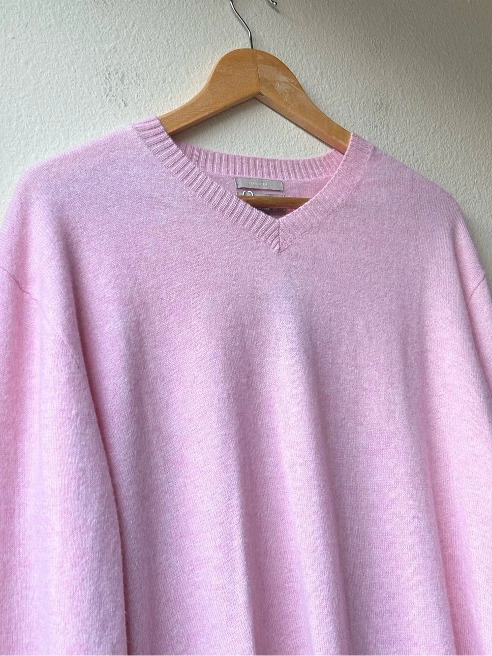 NWT J.Crew Cashmere Pink High V-Neck Sweater Heather Bouquet Sz L